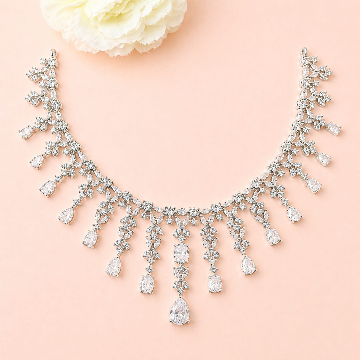 Elegant American Diamond Necklace Set with Earrings